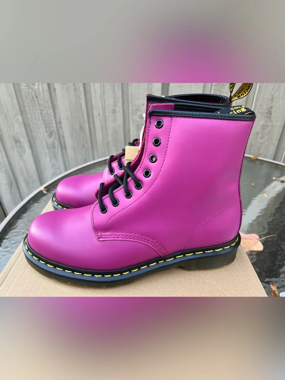 Dr. Martens Fuschia Leather 1460 8-Eye Lace-Up Boots